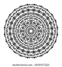 Vector round ethnic element, circular Kazakh national ornament, decorative design templates, isolated on white background