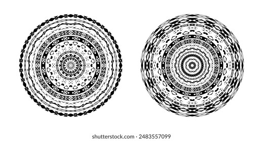 Vector round ethnic element, circular ornaments, decorative design templates, isolated on white background