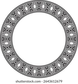 Vector round European black monochrome ornament. Endless pattern, circle, ring of the Middle Ages. Revival border. Decorations of palaces and churches.

