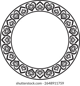 Vetor em volta do ornamento monocromático preto europeu. Padrão infinito, círculo, anel da Idade Média. Borda de avivamento. Decorações de palácios e igrejas.
