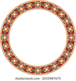 Vector round European colored ornament. Endless pattern, circle, ring of the Middle Ages. Revival border. Decorations of palaces and churches.
