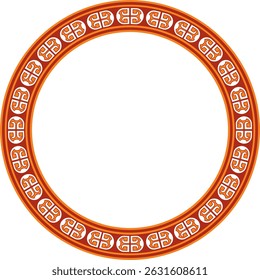 Vector round European colored ornament. Endless pattern, circle, ring of the Middle Ages. Revival border. Decorations of palaces and churches.
