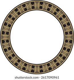 Vector round European gold and black ornament. Endless pattern, circle, ring of the Middle Ages. Revival border. Decorations of palaces and churches.
