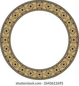 Vector round European gold and black ornament. Endless pattern, circle, ring of the Middle Ages. Revival border. Decorations of palaces and churches.
