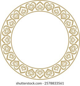 Vector round European gold ornament. Endless pattern, circle, ring of the Middle Ages. Revival border. Decorations of palaces and churches.
