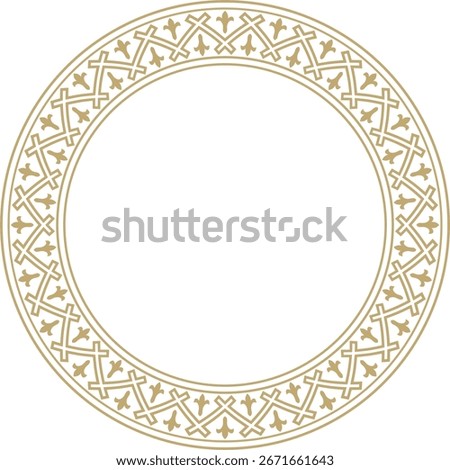 Vector round European gold ornament. Endless pattern, circle, ring of the Middle Ages. Revival border. Decorations of palaces and churches.
