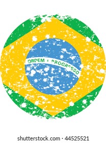 vector, round flag of Brazil in retro style