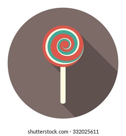 vector round flat icon with colorful candy. EPS