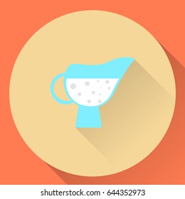 vector round flat icon dairy cream, milk, on orange