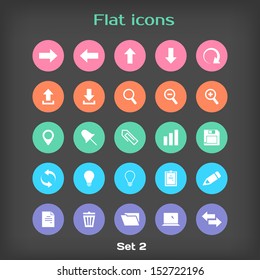 Vector Round Flat Icon Set ?2 in Color Variation