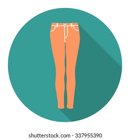vector round flat icon with woman jeans. EPS