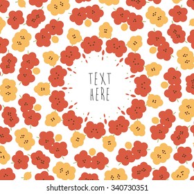 Vector round floral circle. Vintage style with pastel colors.