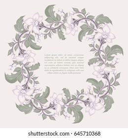 vector round floral frame invitation.