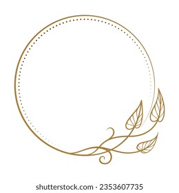 Vector round floral frame with ivy leaves decoration