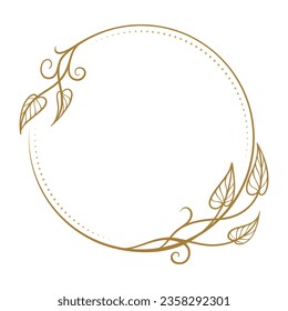 Vector round floral frame with ivy leaves decoration