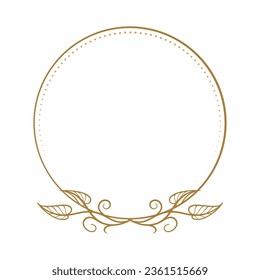 Vector round floral frame with ivy leaves decoration