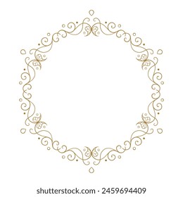 Vector round floral frame with ivy leaves decoration. Vintage style ivy stems wreath.