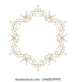 Vector round floral frame with ivy leaves decoration. Vintage style ivy stems wreath.