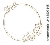 Vector round floral frame with vintage style curves and swirls decoration.