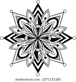 Ornamento clásico vectorial redondo floral monocromo. La decoración es de estilo étnico oriental. Coloreando la página del libro.  Patrón para tarjetas de felicitación e invitaciones de boda. Esquema del vector de dibujo de la mano del doodle.