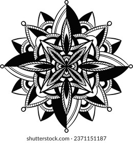 Ornamento clásico vectorial redondo floral monocromo. La decoración es de estilo étnico oriental. Coloreando la página del libro.  Patrón para tarjetas de felicitación e invitaciones de boda. Esquema del vector de dibujo de la mano del doodle.