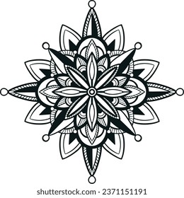 Vector round floral monochrome classic ornament. Decorative ornament in ethnic oriental style. Coloring book page.  Pattern for greeting cards and wedding invitations. Outline doodle hand draw vector.