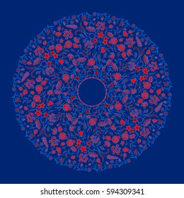 Vector round floral vintage pattern.