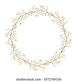Vector round floral wreath. Elegant graphic frame.