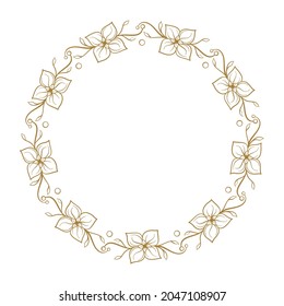 Vector round floral wreath. Elegant graphic frame.