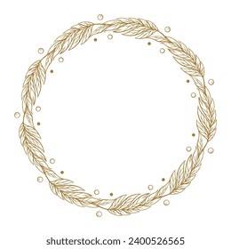 Vector round floral wreath. Round frame template.