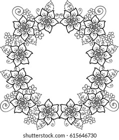 Vector Round Flower Pattern Frame Stock Vector (Royalty Free) 615646730 ...