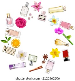 Vector Round Fragrance Concept isolated on white background