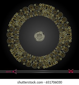 Vector round frame. Abstract graphic element on dark background.