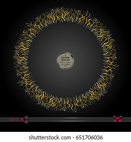 Vector round frame. Abstract graphic element on dark background.