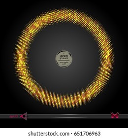 Vector round frame. Abstract graphic element on dark background.