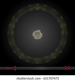 Vector round frame. Abstract graphic element on dark background.