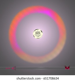 Vector round frame. Abstract graphic element on dark background.