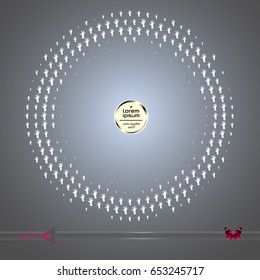 Vector round frame. Abstract half tone graphic element pattern background. Circle, Hand, palm, fingers