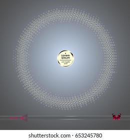 Vector round frame. Abstract half tone graphic element pattern background. Circle, Hexahedron, honeycomb, halftone