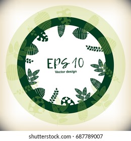 Vector round frame with abstract images of plants. It can be used on websites, design of packages and brochures