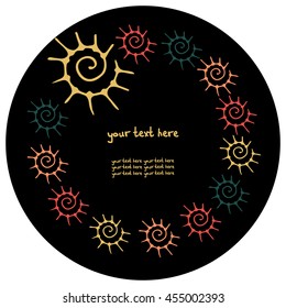 vector round frame with African ornaments. Handmade. There is a place for your text. It can be used for packaging, invitations, greeting cards, etc.