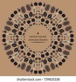 Vector round frame from autumn leaves. Greeting card template.