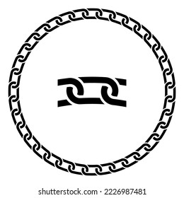 Vector round frame. Black pirate chain. Marine pattern