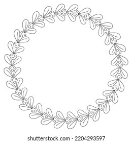 vector round frame with branch of leaves.