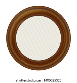 vector round frame of dark wood with texture. isolated on white background