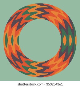 Vector round frame decorate striped zig-zag pattern in African style