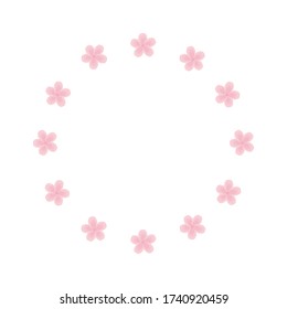 Vector runder Rahmen für die Dekoration von Fotos mit Blumen. Frühling Japanisch Sakura auf einem weißen Hintergrund. Design-Element für ein Logo, Poster, Banner oder Fotoalbum