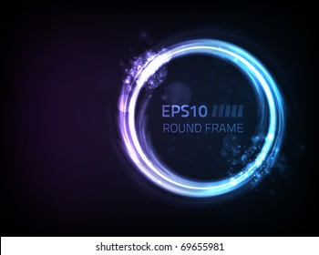 Vector round frame design against dark background