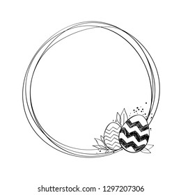 Vector round frame with easter eggs. Quote background design.