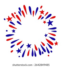 Vector round frame, fireworks for American Independence Day.